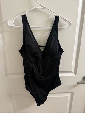 Cupshe Black V-Neck Kids One-Piece corset slimming Swimsuit